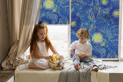 Rolgordijn voor het raam Geschilderd blauw schilderij