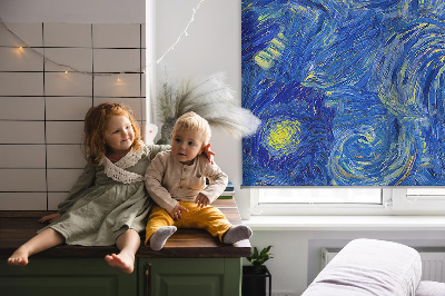 Rolgordijn voor het raam Geschilderd blauw schilderij