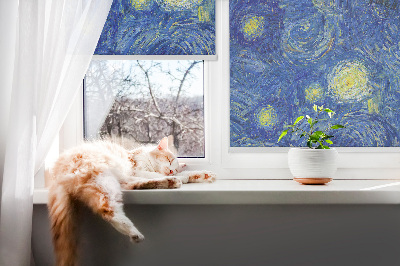 Rolgordijn voor het raam Geschilderd blauw schilderij