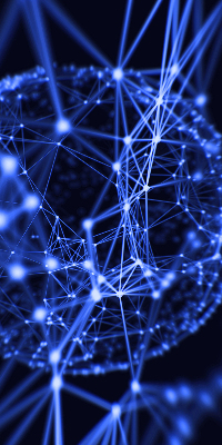 Rolgordijn verduisterend Blauwe stippen verbonden door lijnen