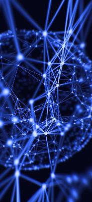 Rolgordijn verduisterend Blauwe stippen verbonden door lijnen