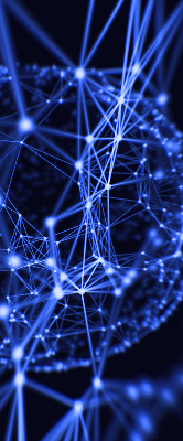 Rolgordijn verduisterend Blauwe stippen verbonden door lijnen