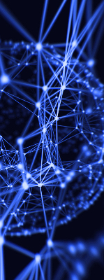 Rolgordijn verduisterend Blauwe stippen verbonden door lijnen