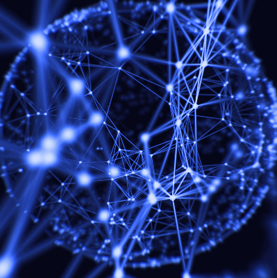 Rolgordijn verduisterend Blauwe stippen verbonden door lijnen