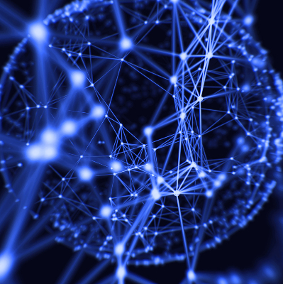 Rolgordijn verduisterend Blauwe stippen verbonden door lijnen