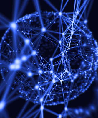 Rolgordijn verduisterend Blauwe stippen verbonden door lijnen