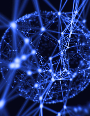 Rolgordijn verduisterend Blauwe stippen verbonden door lijnen