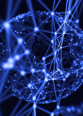 Rolgordijn verduisterend Blauwe stippen verbonden door lijnen