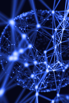 Rolgordijn verduisterend Blauwe stippen verbonden door lijnen