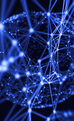 Rolgordijn verduisterend Blauwe stippen verbonden door lijnen