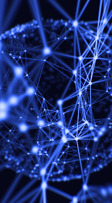 Rolgordijn verduisterend Blauwe stippen verbonden door lijnen