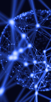 Rolgordijn verduisterend Blauwe stippen verbonden door lijnen