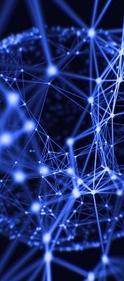 Rolgordijn verduisterend Blauwe stippen verbonden door lijnen