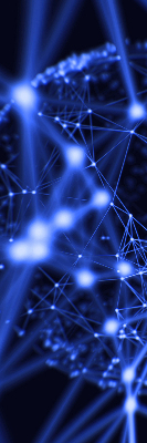 Rolgordijn verduisterend Blauwe stippen verbonden door lijnen