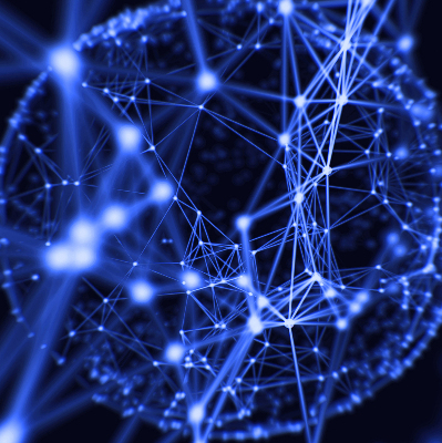 Rolgordijn verduisterend Blauwe stippen verbonden door lijnen