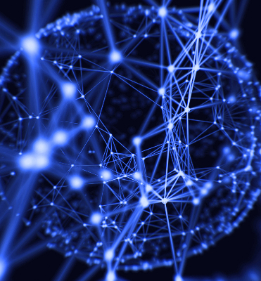 Rolgordijn verduisterend Blauwe stippen verbonden door lijnen