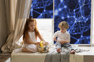 Rolgordijn verduisterend Blauwe stippen verbonden door lijnen