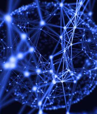 Rolgordijn verduisterend Blauwe stippen verbonden door lijnen