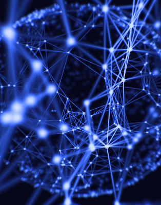 Rolgordijn verduisterend Blauwe stippen verbonden door lijnen