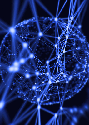 Rolgordijn verduisterend Blauwe stippen verbonden door lijnen