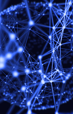 Rolgordijn verduisterend Blauwe stippen verbonden door lijnen