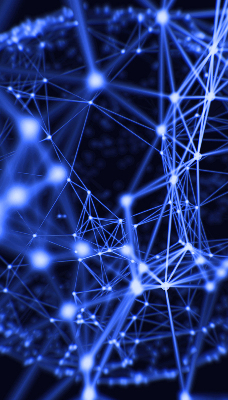 Rolgordijn verduisterend Blauwe stippen verbonden door lijnen