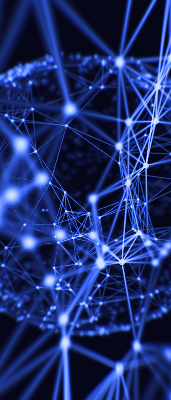 Rolgordijn verduisterend Blauwe stippen verbonden door lijnen