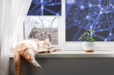 Rolgordijn verduisterend Blauwe stippen verbonden door lijnen