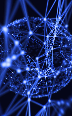 Rolgordijn verduisterend Blauwe stippen verbonden door lijnen