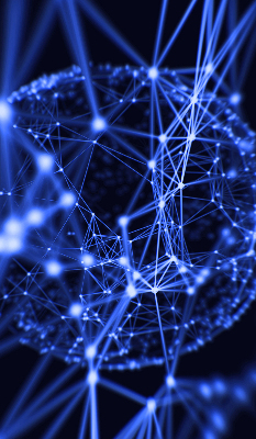 Rolgordijn verduisterend Blauwe stippen verbonden door lijnen