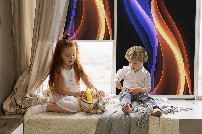 Rolgordijn voor het raam Oranje en blauwe animatie