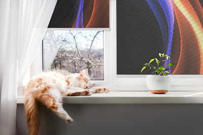 Rolgordijn voor het raam Oranje en blauwe animatie