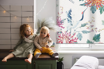 Rolgordijn verduisterend Reiger en bloem