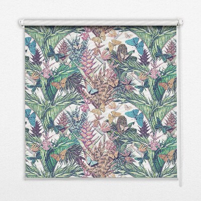 Rolgordijn voor het raam Vlinders op bloemen