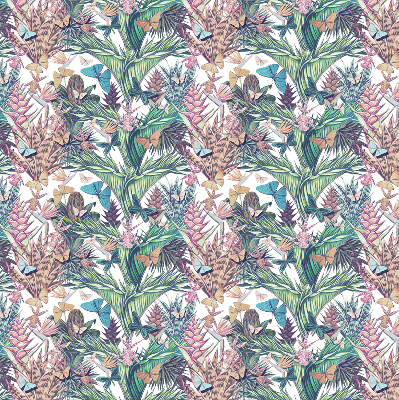 Rolgordijn voor het raam Vlinders op bloemen