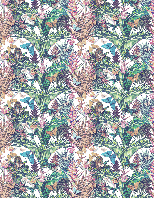 Rolgordijn voor het raam Vlinders op bloemen