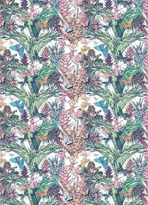 Rolgordijn voor het raam Vlinders op bloemen