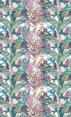 Rolgordijn voor het raam Vlinders op bloemen