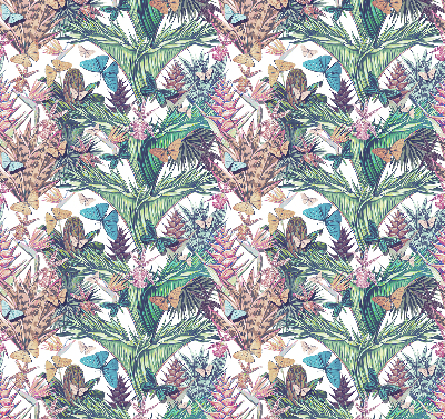 Rolgordijn voor het raam Vlinders op bloemen