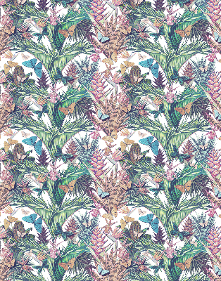 Rolgordijn voor het raam Vlinders op bloemen