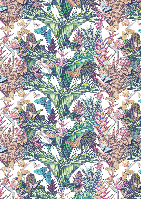 Rolgordijn voor het raam Vlinders op bloemen