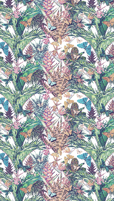 Rolgordijn voor het raam Vlinders op bloemen