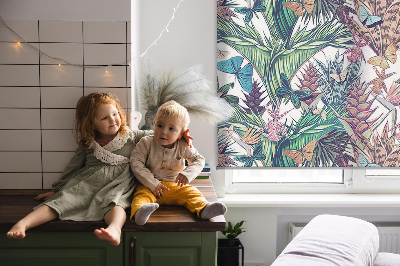 Rolgordijn voor het raam Vlinders op bloemen