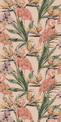 Rolgordijn verduisterend Flamingo's en bloemen