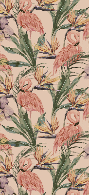 Rolgordijn verduisterend Flamingo's en bloemen