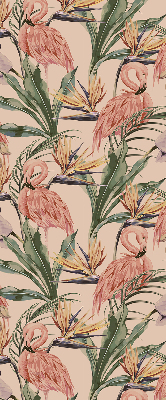 Rolgordijn verduisterend Flamingo's en bloemen