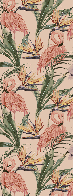 Rolgordijn verduisterend Flamingo's en bloemen