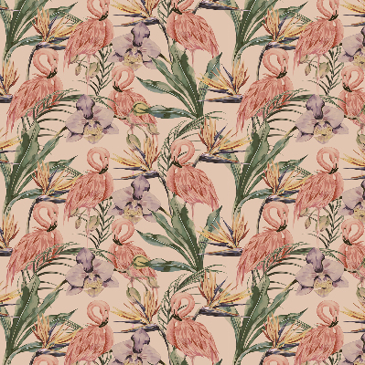 Rolgordijn verduisterend Flamingo's en bloemen