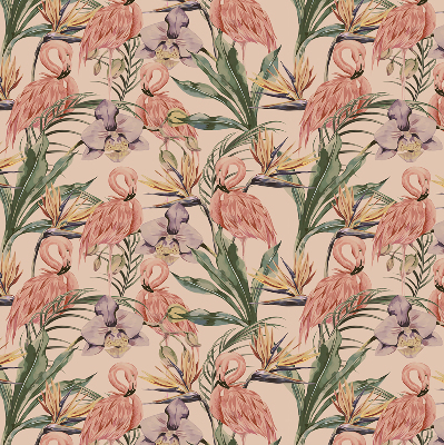 Rolgordijn verduisterend Flamingo's en bloemen