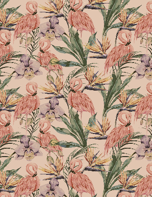 Rolgordijn verduisterend Flamingo's en bloemen